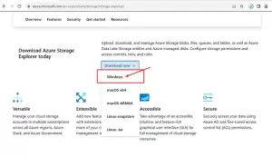 Microsoft Azure Storage Explorer İndirme Sayfası